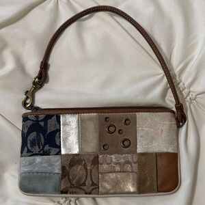 Coach Patchwork Clutch with Brown and Gold Accents